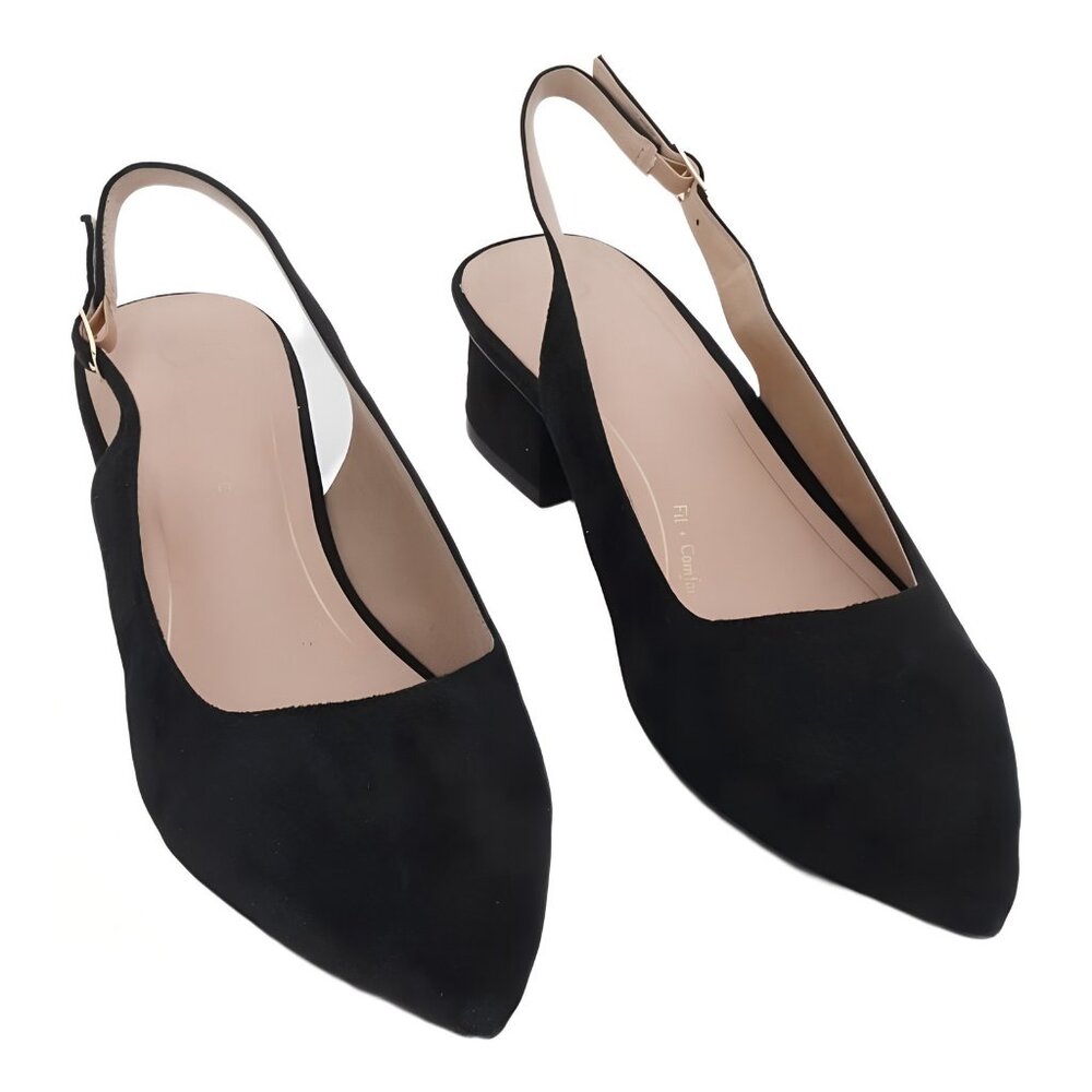 Journee Collection Sylvia Pointed Slingback Pumps Black 9.5M - Picture 1 of 6